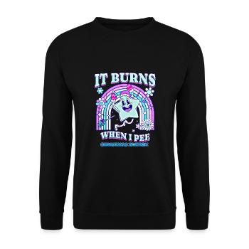 Winter Edition "It Burns when i Pee"! sarkastisch - Unisex Pullover - Schwarz - Vorne - Alina (178cm) & Michal (187cm)