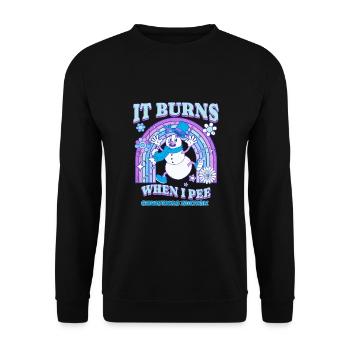 Winter Edition "It Burns when i Pee"! sarkastisch - Unisex Pullover - Schwarz - Vorne - Alina (178cm) & Michal (187cm)