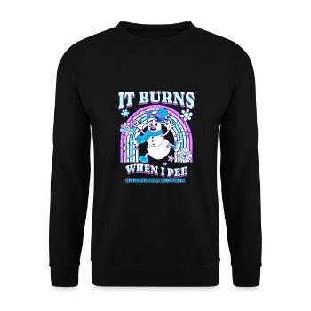 Winter Edition "It Burns when i Pee"! sarkastisch - Unisex Pullover - Schwarz - Vorne - Alina (178cm) & Michal (187cm)