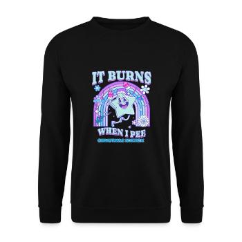Winter Edition "It Burns when i Pee"! sarkastisch - Unisex Pullover - Schwarz - Vorne - Alina (178cm) & Michal (187cm)