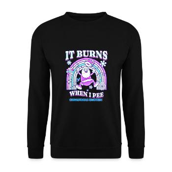 Winter Edition "It Burns when i Pee"! sarkastisch - Unisex Pullover - Schwarz - Vorne - Alina (178cm) & Michal (187cm)