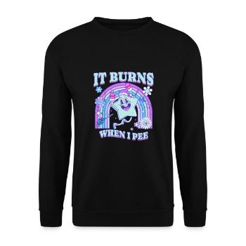 Winter Edition "It Burns when i Pee"! sarkastisch - Unisex Pullover - Schwarz - Vorne - Alina (178cm) & Michal (187cm)