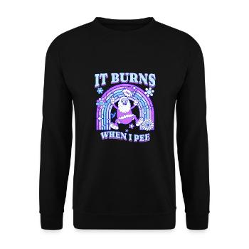Winter Edition "It Burns when i Pee"! sarkastisch - Unisex Pullover - Schwarz - Vorne - Alina (178cm) & Michal (187cm)