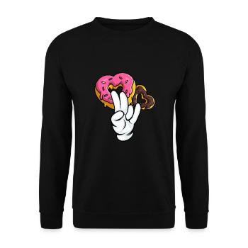 idiot embarrassant sarcasme nerd geek beignet - Sweat-shirt Unisexe - noir - Devant - Alina (178cm) & Michal (187cm)