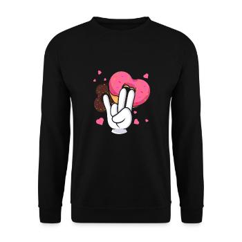 idiot embarrassant sarcasme nerd geek beignet - Sweat-shirt Unisexe - noir - Devant - Alina (178cm) & Michal (187cm)