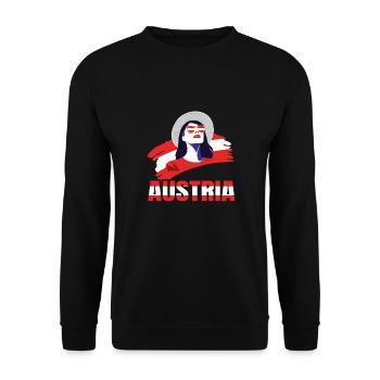 Sport Österreich, Austria, Fußball Sportfan - Unisex Pullover - Schwarz - Vorne - Alina (178cm) & Michal (187cm)