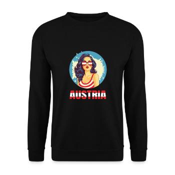 Sport Österreich, Austria, Fußball Sportfan - Unisex Pullover - Schwarz - Vorne - Alina (178cm) & Michal (187cm)