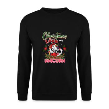 Einhorn Pferde Reitern Weihnachen Liebe Reiten - Unisex Pullover - Schwarz - Vorne - Alina (178cm) & Michal (187cm)