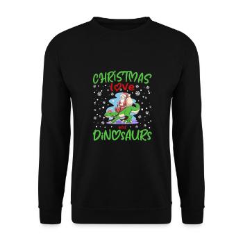 Dino Garçon Garçon Enfants Noël Amour Dinosaure - Sweat-shirt Unisexe - noir - Devant - Alina (178cm) & Michal (187cm)