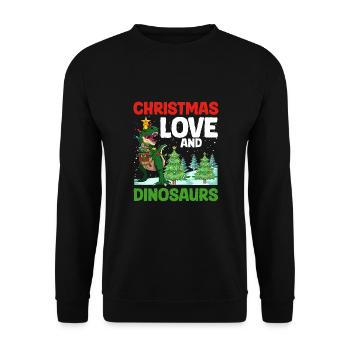 Dino Garçon Garçon Enfants Noël Amour Dinosaure - Sweat-shirt Unisexe - noir - Devant - Alina (178cm) & Michal (187cm)