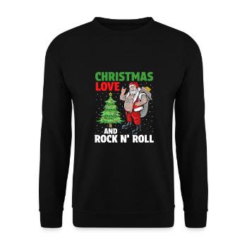 Heavy Hard Metal Christmas, Love Rock 'n' Roll - Unisex Sweatshirt - black - Front - Alina (178cm) & Michal (187cm)