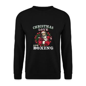 Christmas Love Boxing Boxer Weihnachtsgeschenk - Unisex Pullover - Schwarz - Vorne - Alina (178cm) & Michal (187cm)