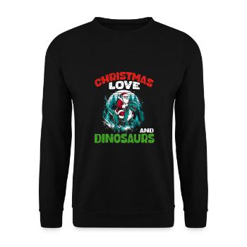 Dino Garçon Garçon Enfants Noël Amour Dinosaure - Sweat-shirt Unisexe - noir - Devant - Alina (178cm) & Michal (187cm)