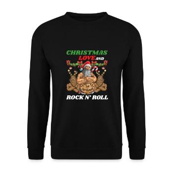 Heavy Hard Metal Christmas, Love Rock 'n' Roll - Unisex Sweatshirt - black - Front - Alina (178cm) & Michal (187cm)