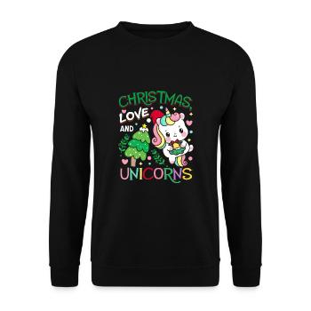 Einhorn Pferde Reitern Weihnachen Liebe Reiten - Unisex Pullover - Schwarz - Vorne - Alina (178cm) & Michal (187cm)