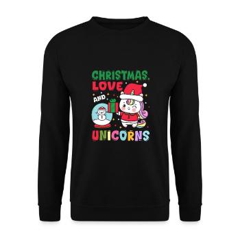 Einhorn Pferde Reitern Weihnachen Liebe Reiten - Unisex Pullover - Schwarz - Vorne - Alina (178cm) & Michal (187cm)