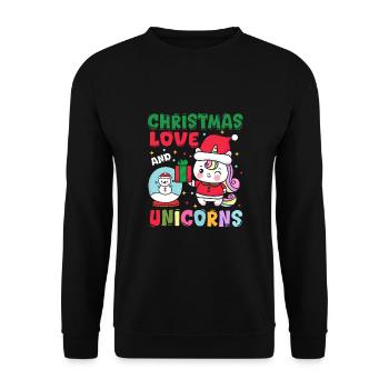Einhorn Pferde Reitern Weihnachen Liebe Reiten - Unisex Pullover - Schwarz - Vorne - Alina (178cm) & Michal (187cm)