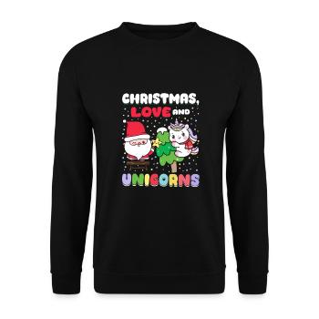 Einhorn Pferde Reitern Weihnachen Liebe Reiten - Unisex Pullover - Schwarz - Vorne - Alina (178cm) & Michal (187cm)
