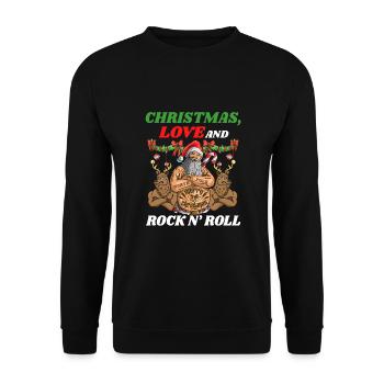 Heavy Hard Metal Christmas, Love Rock 'n' Roll - Unisex Sweatshirt - black - Front - Alina (178cm) & Michal (187cm)