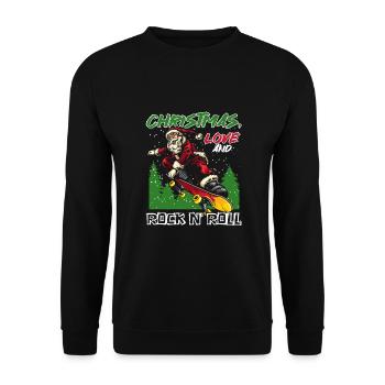 Heavy Hard Metal Christmas, Love Rock 'n' Roll - Unisex Sweatshirt - black - Front - Alina (178cm) & Michal (187cm)
