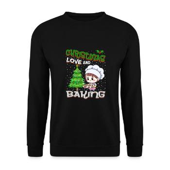 Noël, Amour et pâtisserie, Douce joie des fêtes - Sweat-shirt Unisexe - noir - Devant - Alina (178cm) & Michal (187cm)