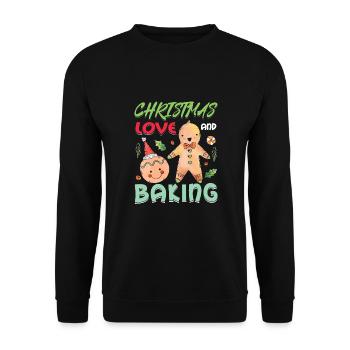 Noël, Amour et pâtisserie, Douce joie des fêtes - Sweat-shirt Unisexe - noir - Devant - Alina (178cm) & Michal (187cm)