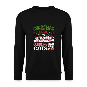 Câlin Chat Animal Amour Noël, Amour Chats - Sweat-shirt Unisexe - noir - Devant - Alina (178cm) & Michal (187cm)