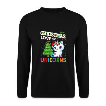 Einhorn Pferde Reitern Weihnachen Liebe Reiten - Unisex Pullover - Schwarz - Vorne - Alina (178cm) & Michal (187cm)