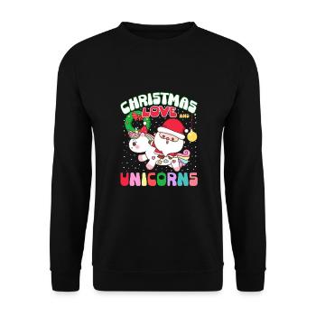 Einhorn Pferde Reitern Weihnachen Liebe Reiten - Unisex Pullover - Schwarz - Vorne - Alina (178cm) & Michal (187cm)