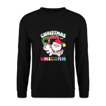 Einhorn Pferde Reitern Weihnachen Liebe Reiten - Unisex Pullover - Schwarz - Vorne - Alina (178cm) & Michal (187cm)