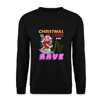 Weihnachten Disco, Rave, Techno, House, Goa, Party - Unisex Pullover - Schwarz - Vorne - Alina (178cm) & Michal (187cm)