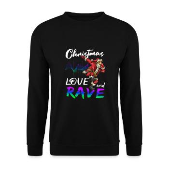 Weihnachten Disco, Rave, Techno, House, Goa, Party - Unisex Pullover - Schwarz - Vorne - Alina (178cm) & Michal (187cm)
