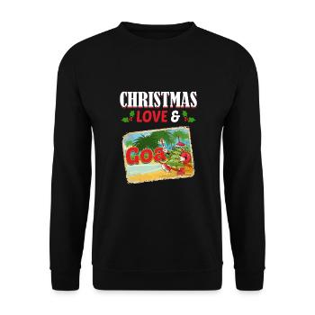 Weihnachten Disco, Rave, Techno, House, Goa, Party - Unisex Pullover - Schwarz - Vorne - Alina (178cm) & Michal (187cm)