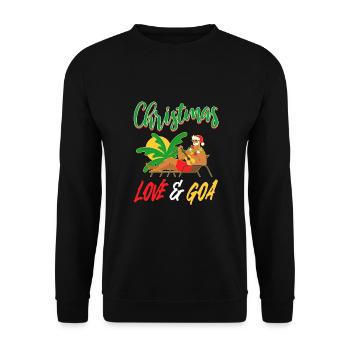 Weihnachten Disco, Rave, Techno, House, Goa, Party - Unisex Pullover - Schwarz - Vorne - Alina (178cm) & Michal (187cm)