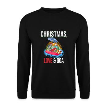 Weihnachten Disco, Rave, Techno, House, Goa, Party - Unisex Pullover - Schwarz - Vorne - Alina (178cm) & Michal (187cm)