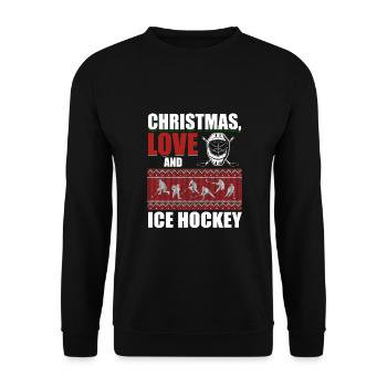 Weihnachten, Liebe und Eishockey Magie auf dem Eis - Unisex Pullover - Schwarz - Vorne - Alina (178cm) & Michal (187cm)