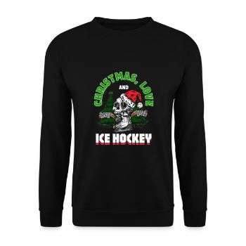 Weihnachten, Liebe und Eishockey Magie auf dem Eis - Unisex Pullover - Schwarz - Vorne - Alina (178cm) & Michal (187cm)