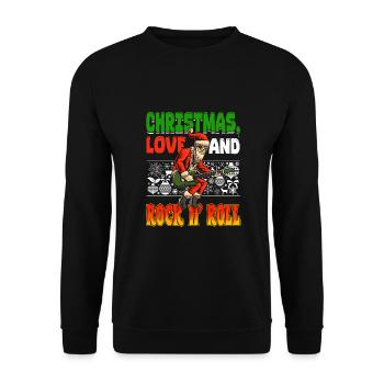Heavy Hard Metal Christmas, Love Rock 'n' Roll - Unisex Sweatshirt - black - Front - Alina (178cm) & Michal (187cm)