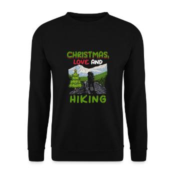 Frohes Fest Weihnachten, Liebe & Wandern - Unisex Pullover - Schwarz - Vorne - Alina (178cm) & Michal (187cm)