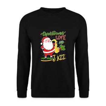 Christmas, Love & Jazz, Perfekt für Musikfans - Unisex Pullover - Schwarz - Vorne - Alina (178cm) & Michal (187cm)