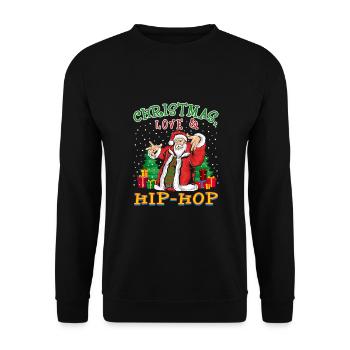 Noël, l’amour et le hip-hop, le look le plus frais du Père Noël - Sweat-shirt Unisexe - noir - Devant - Alina (178cm) & Michal (187cm)