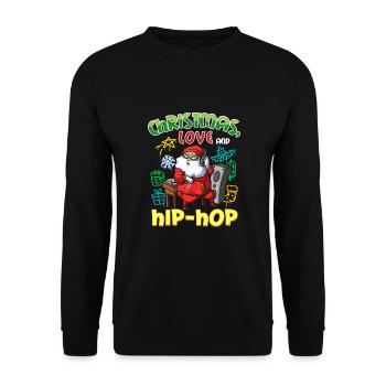Noël, l’amour et le hip-hop, le look le plus frais du Père Noël - Sweat-shirt Unisexe - noir - Devant - Alina (178cm) & Michal (187cm)