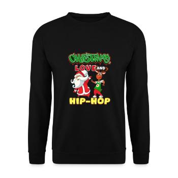 Noël, l’amour et le hip-hop, le look le plus frais du Père Noël - Sweat-shirt Unisexe - noir - Devant - Alina (178cm) & Michal (187cm)