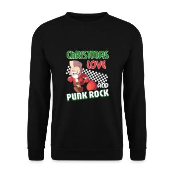 Rockige Weihnachten: Konzert Santa Claus Punk Rock - Unisex Pullover - Schwarz - Vorne - Alina (178cm) & Michal (187cm)