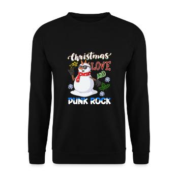 Rockige Weihnachten: Konzert Santa Claus Punk Rock - Unisex Pullover - Schwarz - Vorne - Alina (178cm) & Michal (187cm)