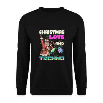 Weihnachten Disco, Rave, Techno, House, Goa, Party - Unisex Pullover - Schwarz - Vorne - Alina (178cm) & Michal (187cm)