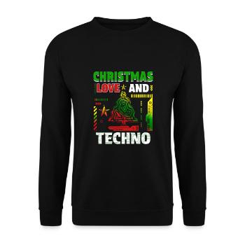 Weihnachten Disco, Rave, Techno, House, Goa, Party - Unisex Pullover - Schwarz - Vorne - Alina (178cm) & Michal (187cm)