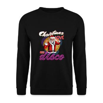 Weihnachten Disco, Rave, Techno, House, Goa, Party - Unisex Pullover - Schwarz - Vorne - Alina (178cm) & Michal (187cm)