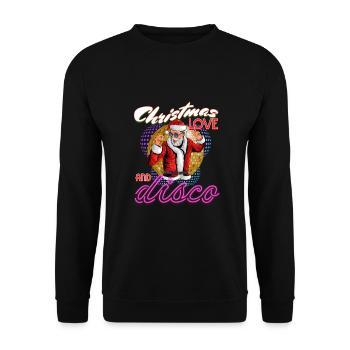 Weihnachten Disco, Rave, Techno, House, Goa, Party - Unisex Pullover - Schwarz - Vorne - Alina (178cm) & Michal (187cm)