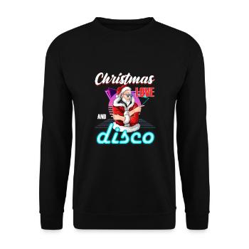 Noël Disco, Rave, Techno, House, Goa, Fête - Sweat-shirt Unisexe - noir - Devant - Alina (178cm) & Michal (187cm)